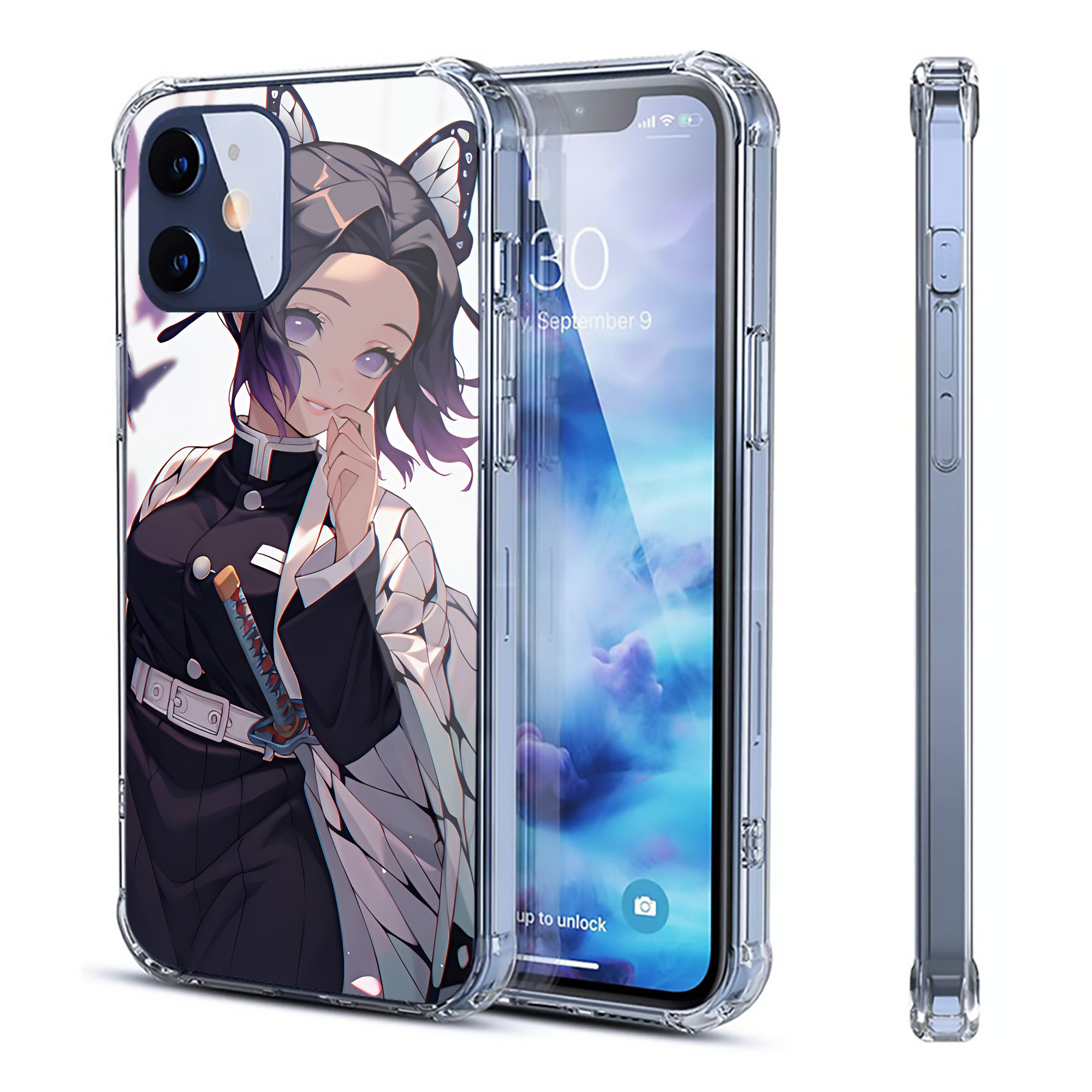 （画像用） 鬼滅の刃（きめつのやいば）蟲柱-胡蝶 しのぶ／こちょう しのぶ Kochou Shinobu 【iPhone 12シリーズ対応】透明スマホケース（クリアソフトケース）